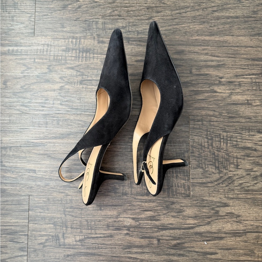 Sam Edelman Black Suede Slingback Heels - Picture 4 of 8